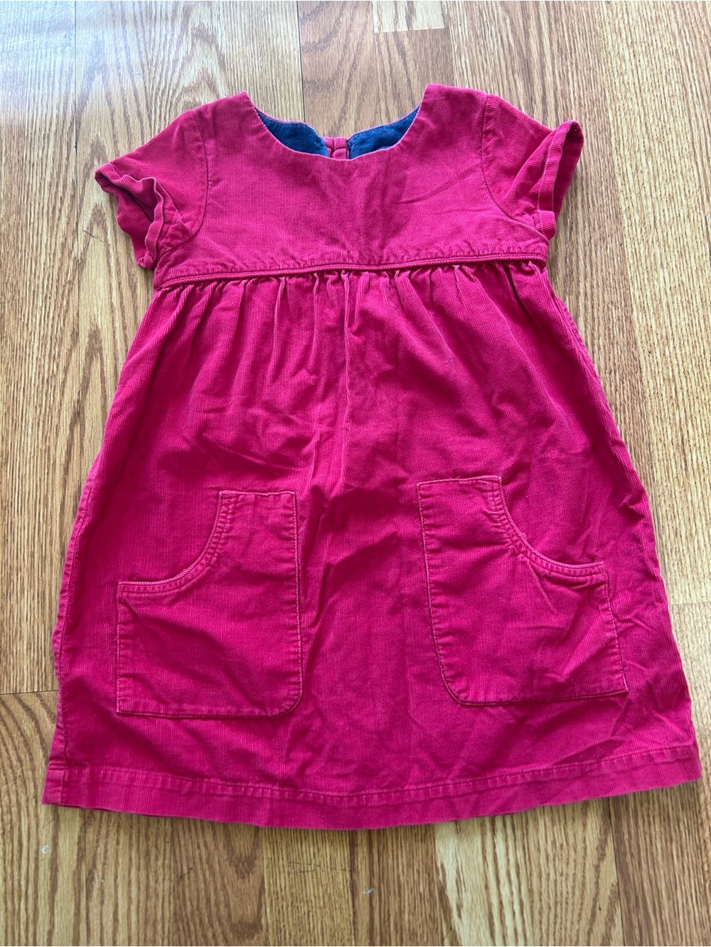 Mini Boden Girls Pink Corduroy Pocket Dress Size 5/6